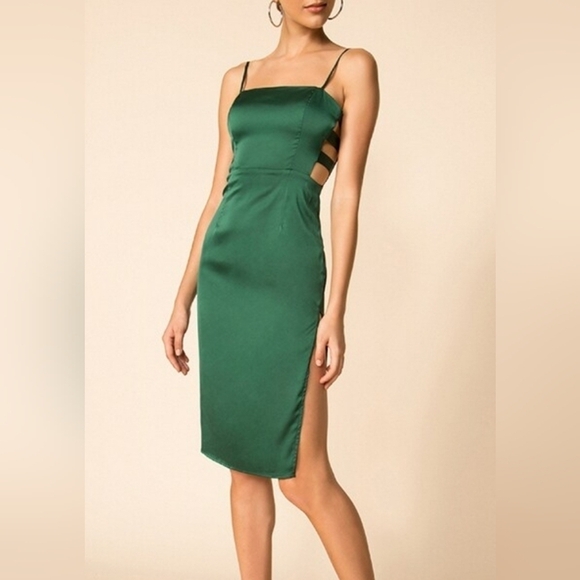 Superdown Arianne Cut Out Stretch Mini Cocktail Slip Dress Green Size XXS - Picture 1 of 6